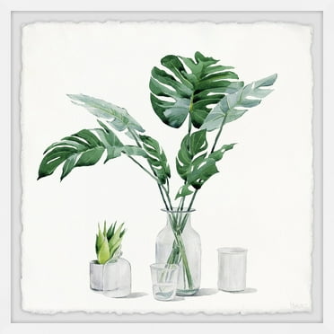 Parvez Taj Monstera Leaf in Glass Framed Painting Print