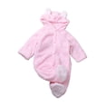 thumbnail image 5 of vdgthytj Newborn Boys Girls Fuzzy Jumpsuits Long Sleeve Winter Warm Cute Ears Loungewear Sleepwear Footed Rompers(6-9 Month,Pink), 5 of 5