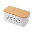 thumbnail image 4 of Mantequillera de cerámica con tapa de madera para cocina de restaurante blanco, 4 of 9