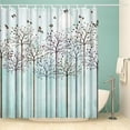 thumbnail image 5 of Trees Shower Curtain Autumn Forest with Birds Flying Above Bathroom Curtain Cool Color Fabric Home Decor with Hooks 72"×72" Inches Teal Brown, 5 of 6