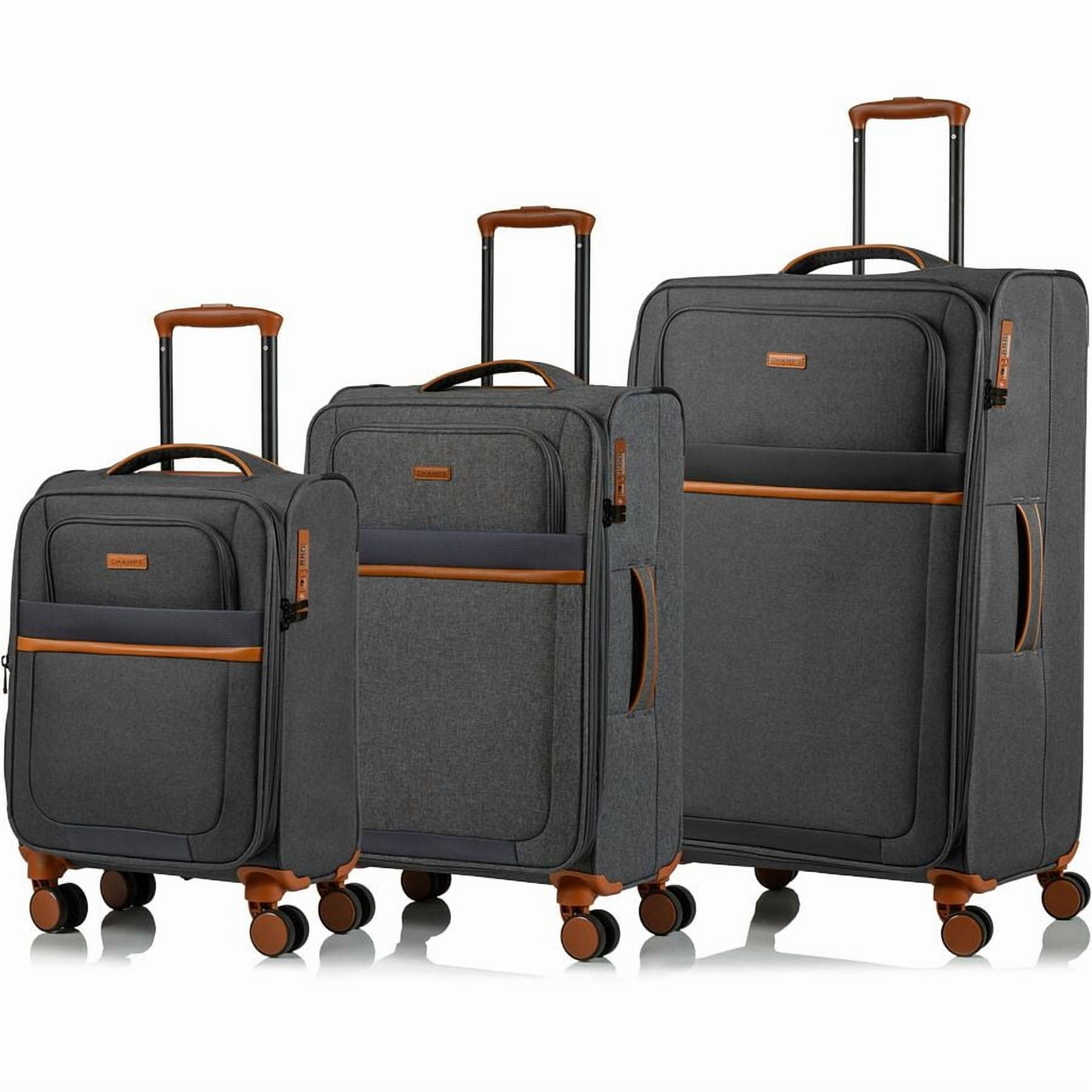 CHAMPS Classic II Collection, 3-piece Softside Luggage set, Black
