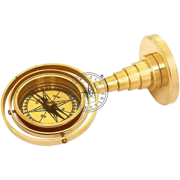 Brass Navigational Compass Nautical Magnetic 6 Ship Compass Boat Desk  Compass