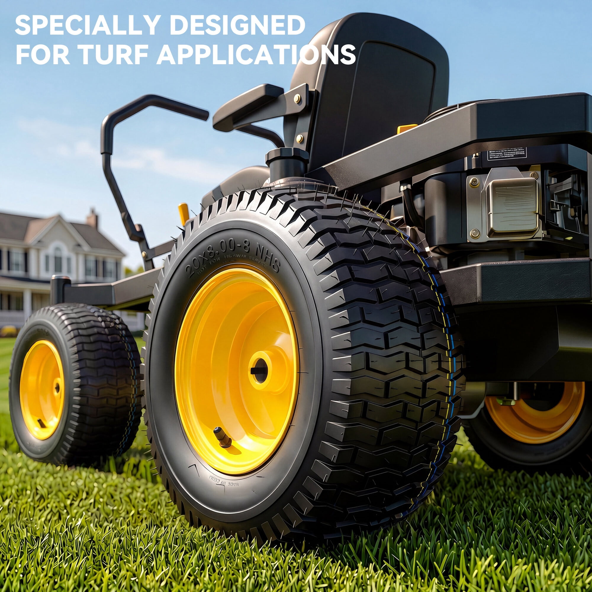 Uforic Set of 2 20x8.00-8 Lawn Mower Tire & Wheel Assembly, Heavy Duty 4 Ply Tubeless Front Replacement Tires, 3/4" Bore Hole 3/16" Keyway, 960 LBS Max Load for Riding Lawn Tractors & Garden Vehicles