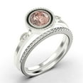 thumbnail image 3 of Gorgeous Art nouvea 1.60 Ct Round Cut Morganite And Diamond Moissanite Engagement Ring, Boho Moissanite Wedding Ring, One Matching Band in 925 Sterling Silver With 18k White Gold Plating Gift For Her, 3 of 3