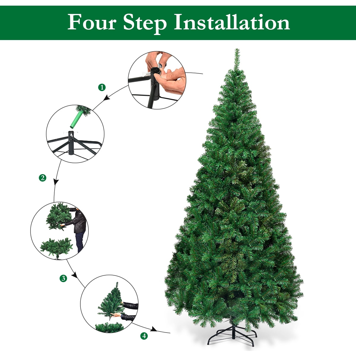 Costway 7Ft Artificial PVC Christmas Tree W/Stand Holiday Season Indoor Outdoor Green