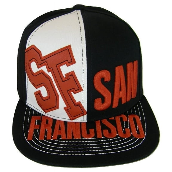 San Francisco 2-Tone Split Text Adjustable Snapback Baseball Cap (Black)