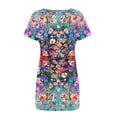 thumbnail image 4 of Puntoco Vestido De Manga Corta Para Mujer Vestido De Cuello Redondo Con Estampado Floral Vestido De Cuello Redondo De Manga Corta Color M,Regalos Para Mujer Joven, 4 of 5