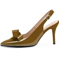 thumbnail image 2 of Women's Sexy Slingbacks Bow Stiletto Heels Closed Pointed Toe Pumps Bead Buckle Strap High Heels Dress Shoes, 2 of 11