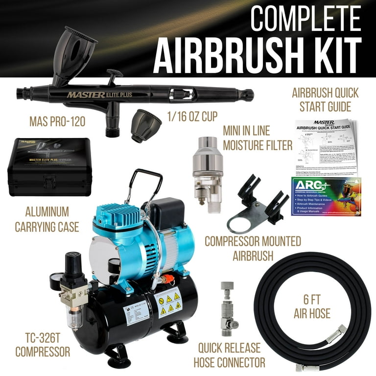 Airbrush Kit Master Compressor Mini Portable Air Hose Case