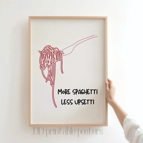 Retro Spaghetti Print, Minimalist Kitchen Wall Art Home Decor #1248, Unframed Poster Size 8x12