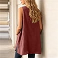 thumbnail image 4 of BUIGTTKLOP Womens Tank Tops Summer Cotton Linen Sleeveless Blouse Crewneck Front Split Loose Beach Tunic Top Shirt, 4 of 5