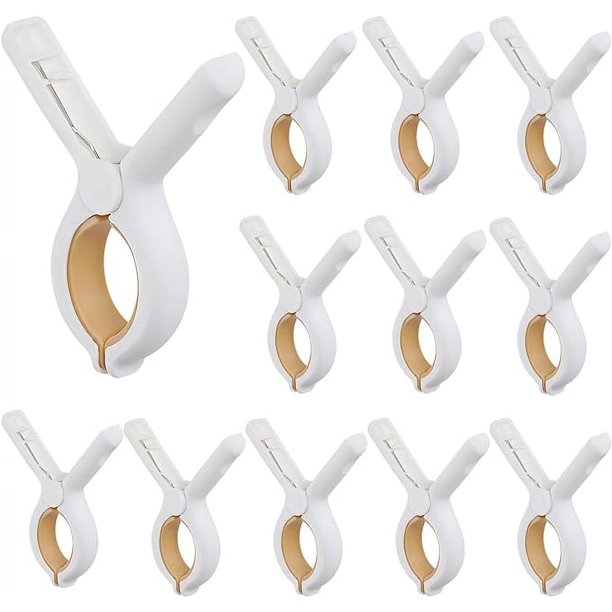 12 Piezas Clips para Toallas de Playa para Sillas de Playa Crucero, Soporte para Toallas de Playa, Clip para Secado de Edredones, Clips para Toallas para Sillas de Piscina, Pinzas para Ropa, 6,5 * 9,