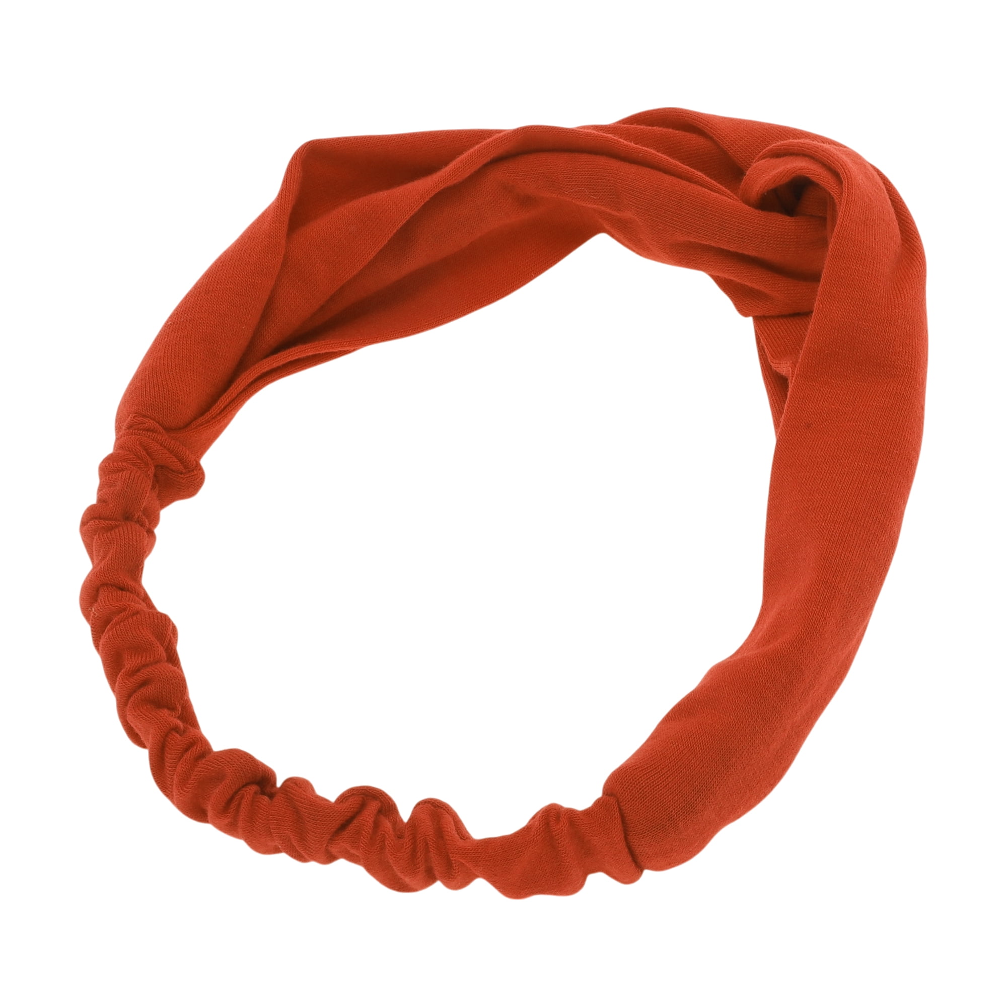 Unique Bargains Stylish Simple Solid Elastic Cross Headwrap Brick Red