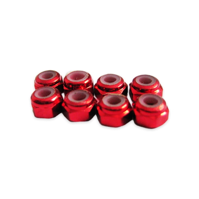 Tuerca de seguridad de nailon Vogacara 8 piezas M3 Aleación de aluminio Rojo