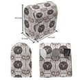 thumbnail image 5 of Goat Lounger Chair Bag, Composition of Animal Faces in Circles on a Background of Streaks Overlapping, High Capacity Storage with Handle Container, Lounger Size, Brown Blush White, by Ambesonne, 5 of 5