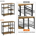 thumbnail image 4 of YYEAN 4-Tier Kitchen Baker's Rack, Coffee Bar Microwave Stand Cart with Wire Basket & 6 Side Hooks, Kitchen Organizer Shelf for Spices/Utensils Foods, Rustic Brown, 4 of 9