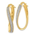 thumbnail image 2 of Leslie's Real 14kt Yellow Gold Polished Glimmer Infused Oval Twist Hoop Earrings; for Adults and Teens; for Women and Men, 2 of 3