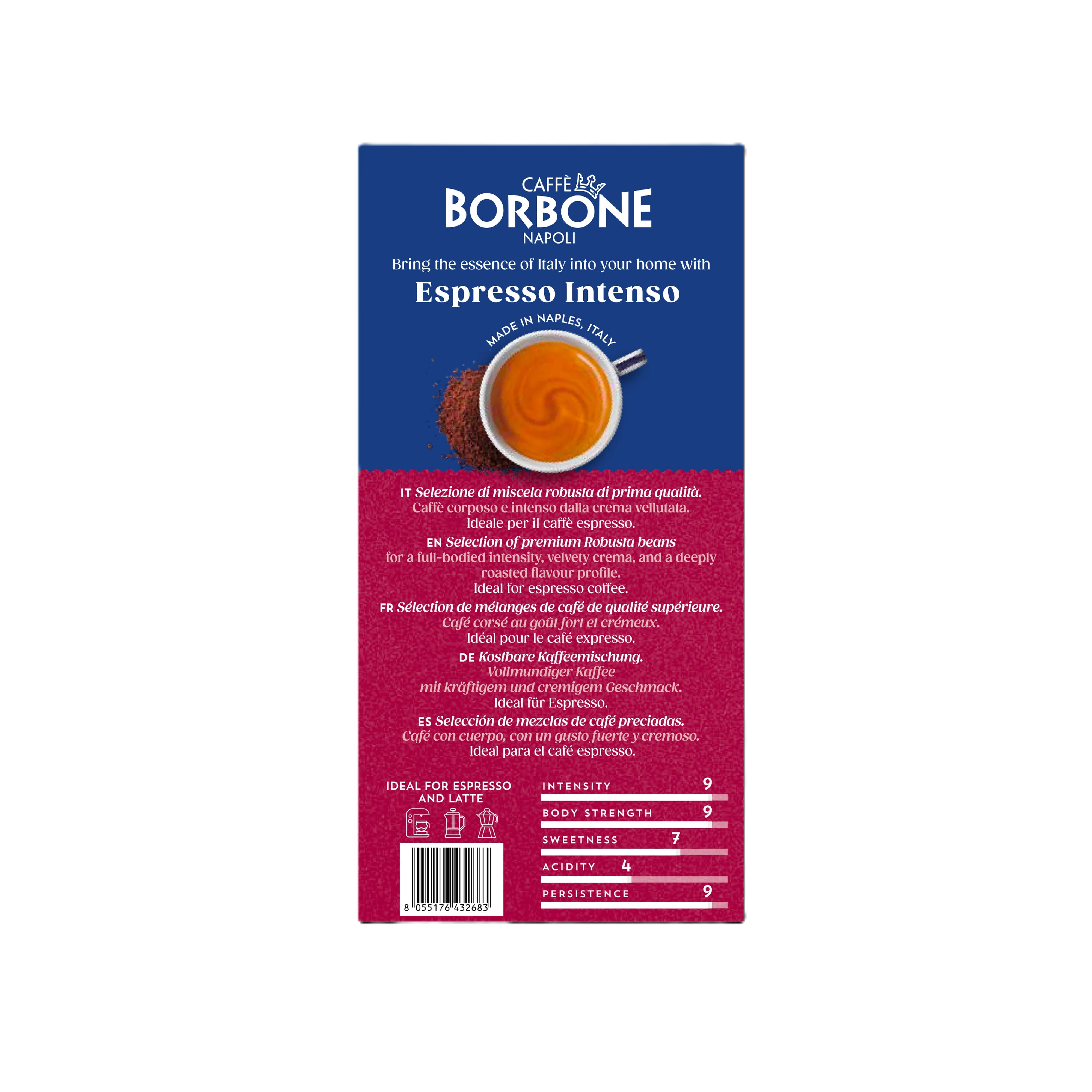 Caffè Borbone Espresso Intenso, Medium Roast, Ground Coffee, 8.8 Ounce (pack of 4)