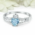 thumbnail image 2 of HeartsAndYou 1.1ct Natural Blue Aquamarine Claddagh Ring Irish Promise 14k SOLID White Gold, 2 of 9
