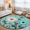 thumbnail image 2 of Round Rugs 6Ft, Turquoise Daisy Farmhouse Round Area Rug Washable Indoor Throw Carpet, Country Teal Floral Soft Non Slip Circle Rug for Office Cabinet Home Decor Aesthetic, 2 of 8