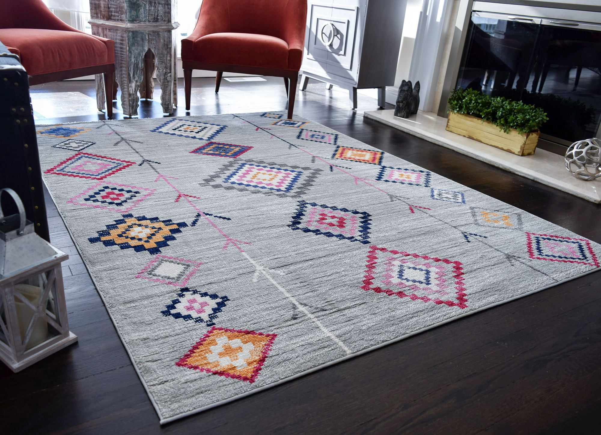 Soleil BR15B Native Grey Tribal Moroccan Light Gray Area Rug, 8'9"x12'