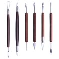 thumbnail image 1 of 6 Pcs Pottery & Clay Sculpting Tools, Double-Sided, Smooth Wooden Handles., 1 of 4