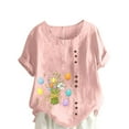 thumbnail image 2 of EQWLJWE Women Plus Size Easter Tshirt Tops Trendy Floral Print Casual Loose Fit Tunic Tee Lady Summer Crewneck Blouse Easter Gifts Pink(S-5Xl), 2 of 5