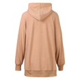 thumbnail image 5 of Women Zippered Hoodie Sweatshirts Clearance Sale Winter Fall Oversized Hooded Long Sleeve Puff Drop Shoulder Side Split Solid Color Leisure Cotton Hoodies Hoodie(Khaki,XL), 5 of 9