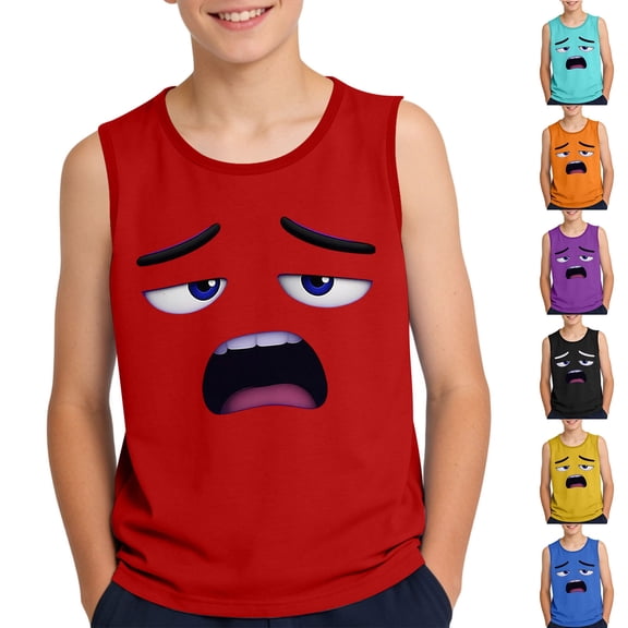 Eltusu Boys Cotton Tank Tops, Crewneck Loose Fit Fashion Sleeveless Workout Tops Green Size 10-12 T