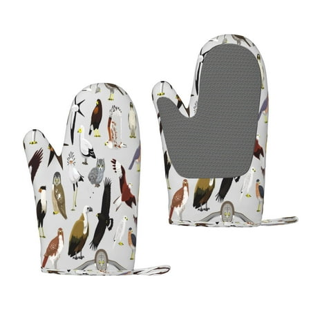 

Zeuib Animal Bird Print Oven Mitts Oven Gloves with Non-Slip Silicone Heat and Slip Resistant Cooking Mitt Set for Cooking and Baking (2 Count)