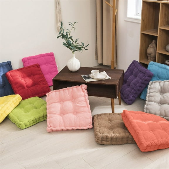 Square Floor Pillow Meditation Seat Cushion, 40*40Cm 8Cm Thick For Yoga Living Room Balcony Outdoor, 1Pc With Random Buttons