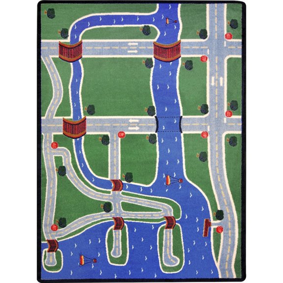 Joy Carpets Kid Essentials Creataville 5'4" x 7'8" Area Rug in Color Multi