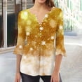 thumbnail image 2 of Camisetas con Cuello en V Mujeres Moda Impresa 3/4 Mangas Blusa, Top Cómodo Casual para el Hogar Y Diario, 2 of 5
