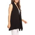 thumbnail image 2 of Moa Collection Women's Casual Open Draped Front Solid Cardigan Vest, 2 of 5
