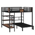 thumbnail image 3 of Yoneston Queen Over Twin Bunk Bed with Storage Tank On Upper Bed, Lower Bed with Hangers and Storage Shelves, Space-Saving/Noise Reduced, Black, 3 of 7