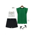 thumbnail image 2 of Luxsea Women Candy Color Chiffon Round Collar Sleeveless Ruffle Loose Shirt Blouse Tops, 2 of 3