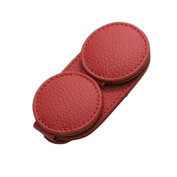 Riwesomey Soporte de cuero para gafas de coche, Clip de almacenamiento para gafas de sol, accesorios para caja organizadora de llaves interiores Kits de molduras para tableros de automóviles Rojo Riwesomey VI016552-04
