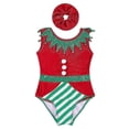 thumbnail image 3 of Leotardos gimnásticos de Navidad para niña con diadema, traje sin mangas, traje de baile atlético, disfraz de elfo de Navidad, Ropa de baile de Ballet de Navidad, 3 of 5