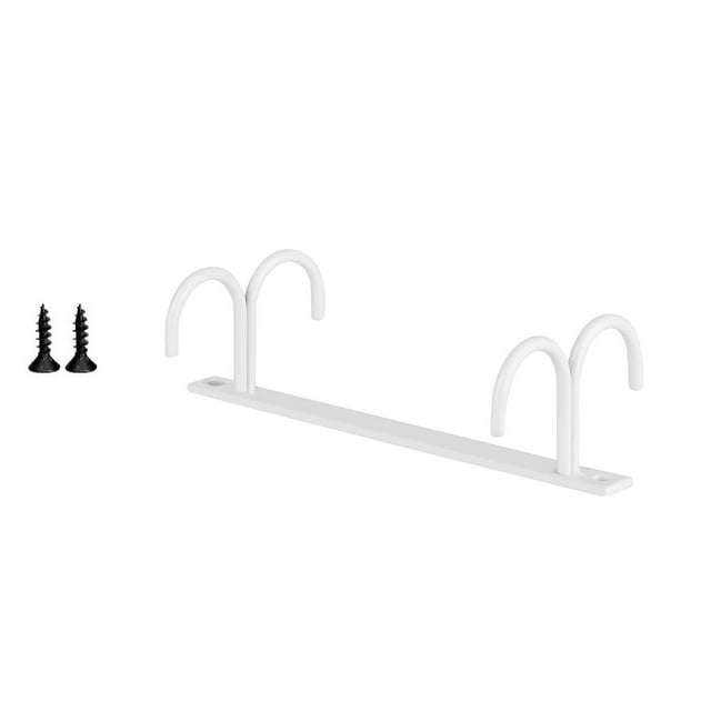 White Metal Cup Holder with 4 Hooks,or Hanging Mugs, Utensils, Under Cabinets, Easy Installation