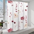 thumbnail image 2 of Shower Curtain Watercolor Flower Shower Curtain Sets - Spring Burgundy Floral plant Shower Curtains for Bathroom Washable，Fabric Modern Polyester with Hooks，72 x 84, 2 of 6