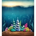 thumbnail image 3 of Ambesonne Ocean Duvet Cover Sets, Shell Houses Bubbles, 2-Queen, Teal Brown, 3 of 7