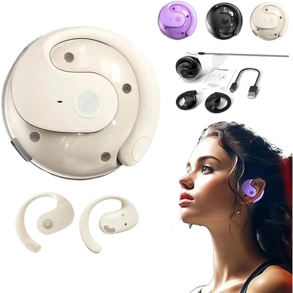 AI Translation Wireless OWS Bluetooth5.4 Earphones, Translation Earbuds Real Time Noise Cancelling, Portable Translator Device Support 144 Languages for Phone Android(Apricot)