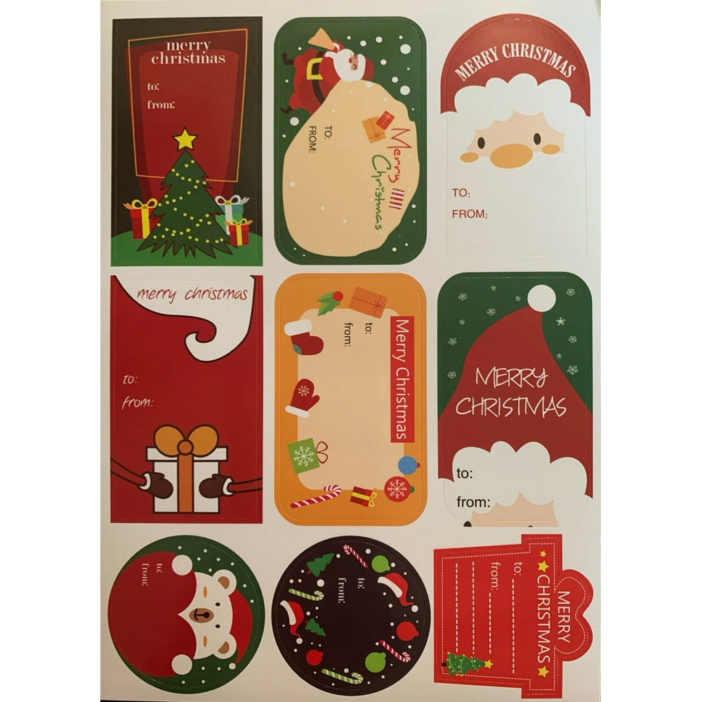 Christmas Sticker Tags Labels, Self Adhesive PVC Holiday Gift Tags for Presents Gift Wrapping ...