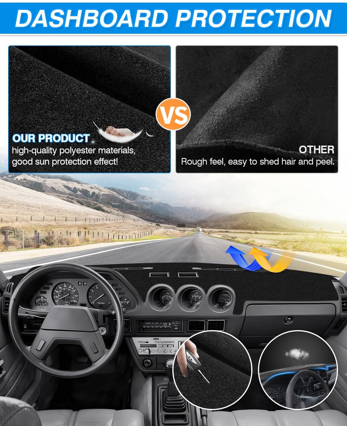 Canvcle Dash Cover Fit for Toyota 4Runner 2010-2021 2022 2023 Accessories Dashboard Cover Mat for 4Runner Accessories Non-Slip Carpet Sunshield Glare UV Rays Protector