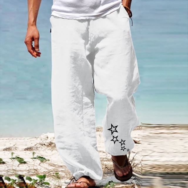 Pantalones largos de verano para hombre, informales, a la moda, con estampado 3D, cintura elástica, rectos