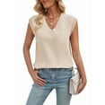 thumbnail image 3 of Womens V Neck Sweater Vest Oversized Ribbed Knit Sleeveless Casual Loose Fit Pullover Tank Top Apricot M, 3 of 9