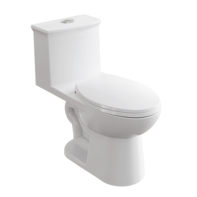 ADA Commercial One Piece Toilet Dual Flush 0.8/1.28 GPF, Comfort Height Ceramic with Soft Close PP Seat, CUPC Certified 12 inch Rough In, White
