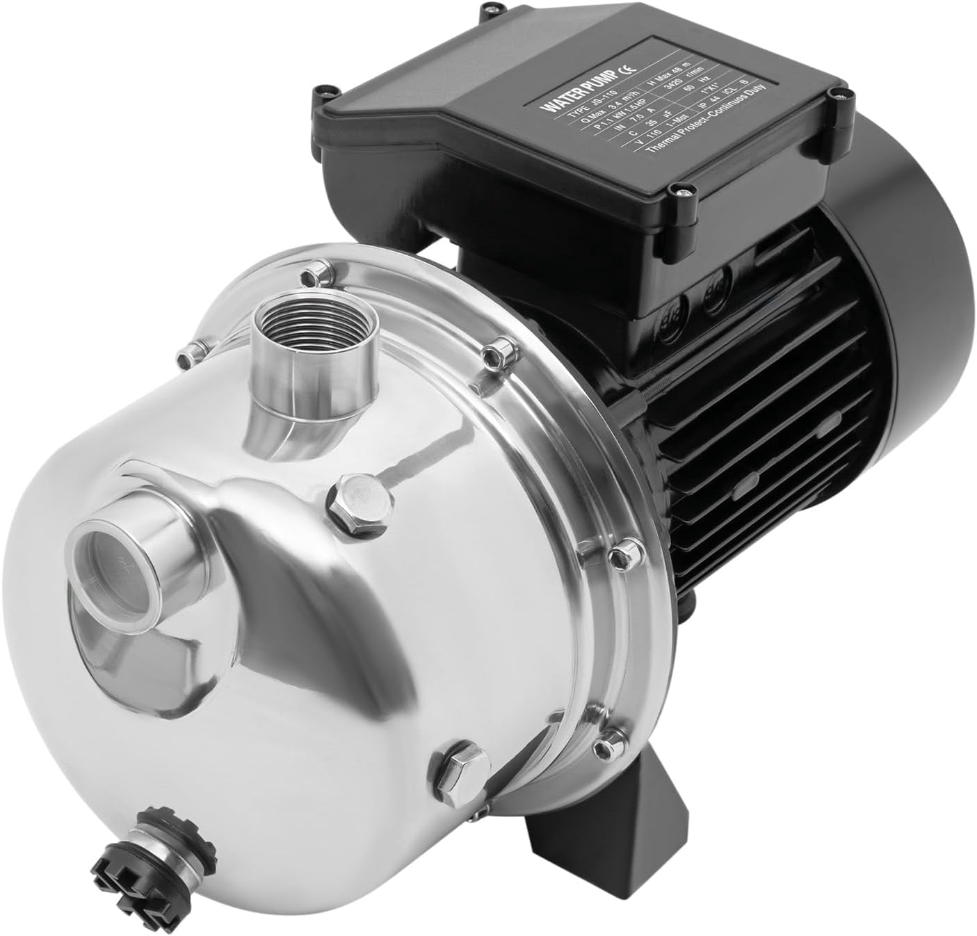 1100W Shallow Well Pump, Garden Jet Pump, 1.5 HP 115V, 1200 GPH 157 ft Head, Stainless Steel Sprinkler Booster Jet Pumps for Garden Lawn Irrigation system, Water Transfer