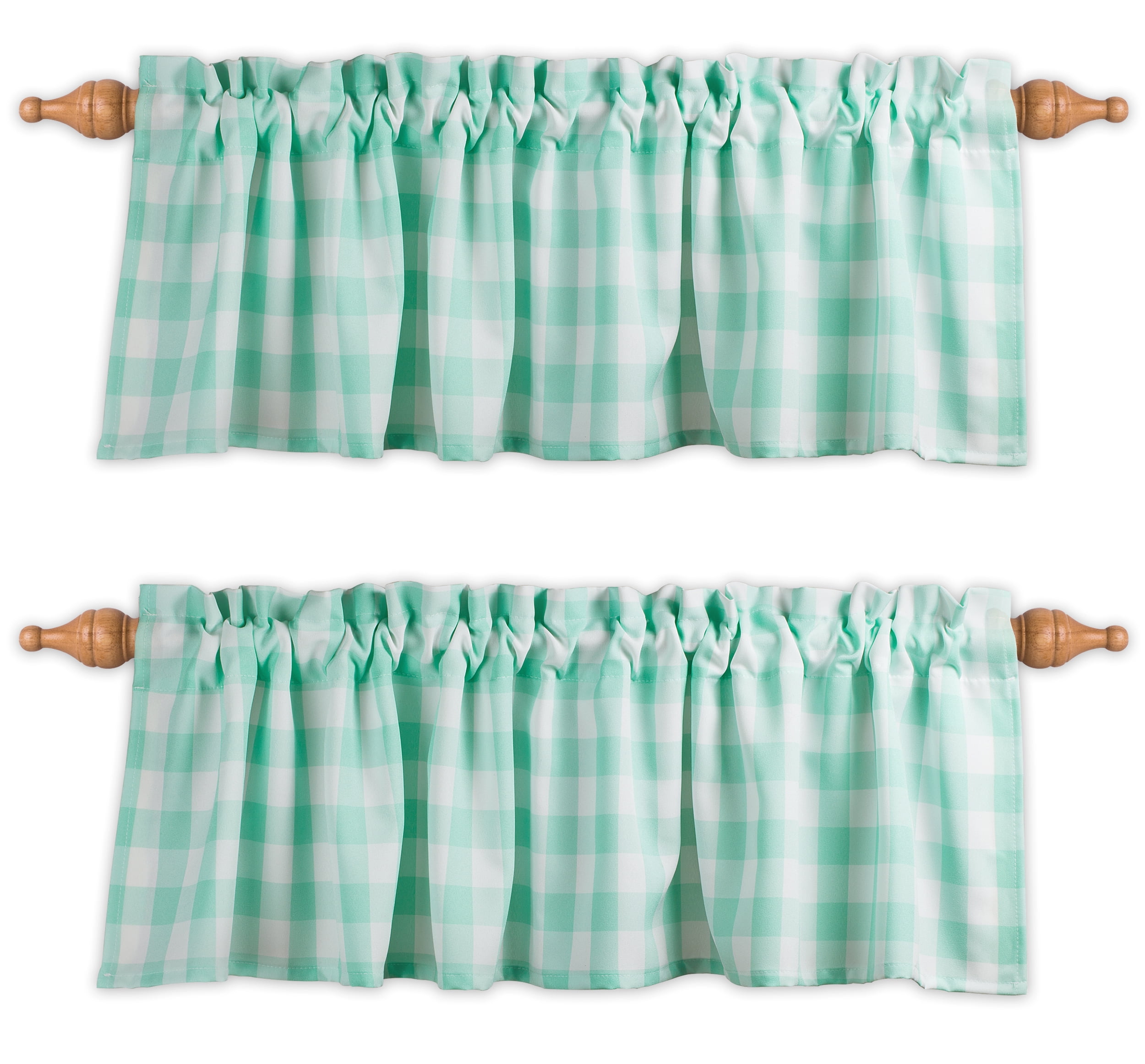 Aiking Home Window Valances 2Panels Picnic Checkered Pattern Kitchen Valances with 2.5inch