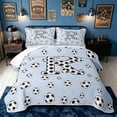 thumbnail image 2 of meiyoeat Cartoon Honeycomb R Letter Twin Quilt Set for Boys, Cute Football Lover Twin Coverlet Set, 2pcs, 1 Comforter and 1 Pillowcase, 2 of 7